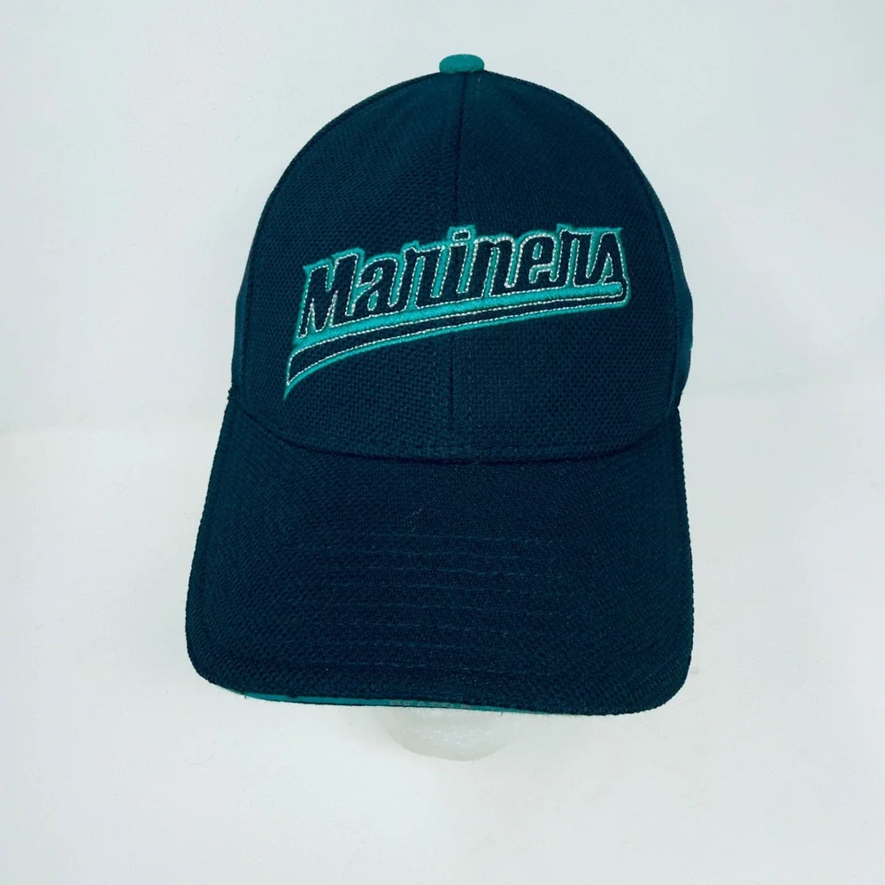 Nike Seattle Mariners Flexfit Hat Mens Navy Blue Teal Mesh MLB Baseball Cap L/XL